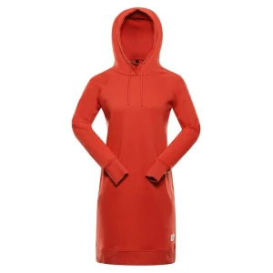 Bluza damska długa z kapturem Oleba czerwona Alpine Pro