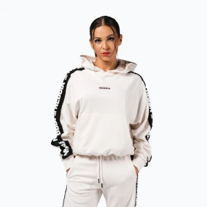 Bluza damska NEBBIA Off-Duty Hoodie cream Biały