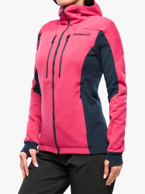 Bluza damska Norrona Trollveggen Powerstretch Pro Zip Hood - honeysuckle/indigo night