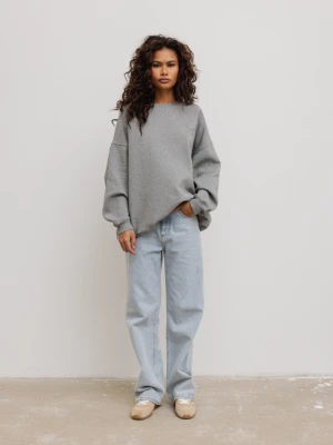 Bluza damska o kroju oversize z HAFTEM w kolorze GREY MELANGE - CRAFT Marsala