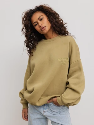 Bluza damska o kroju oversize z HAFTEM w kolorze LIMONKA - CRAFT-UNI Marsala
