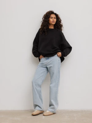 Bluza damska o kroju oversize z HAFTEM w kolorze TOTALLY BLACK - CRAFT-UNI Marsala