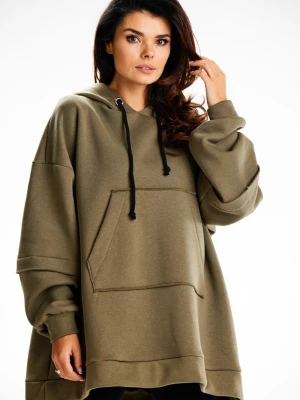 Bluza damska oversize z kapturem bawełna premium khaki Infinite You