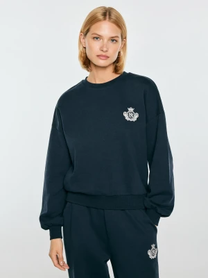 bluza damska z haftem granatowa fotyna 403 Big Star