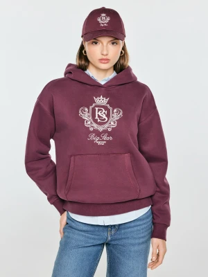 bluza damska z kapturem i haftowanym logo bordowa afraja 604 Big Star
