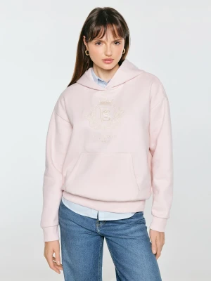 bluza damska z kapturem i haftowanym logo różowa afraja 600 Big Star