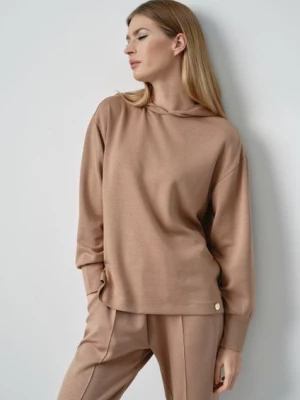 Bluza damska z kapturem w kolorze camel OCHNIK