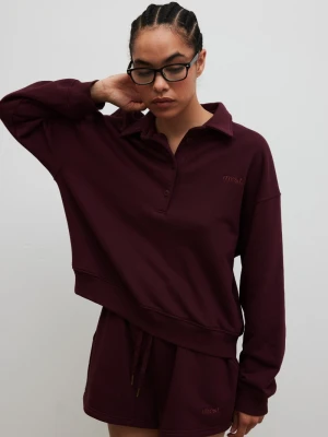 Bluza damska z kołnierzem w kolorze BURGUNDY - EXPLORE-M/L Marsala