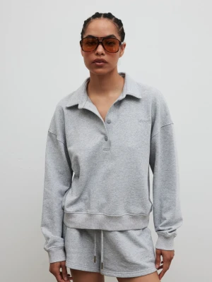 Bluza damska z kołnierzem w kolorze GREY MELANGE - EXPLORE Marsala