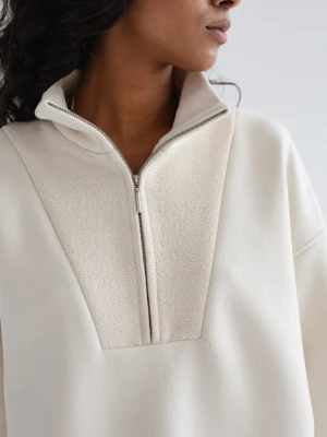 Bluza damska z zamkiem na dekolcie w kolorze LIGHT BEIGE- CLERMONT-UNI Marsala
