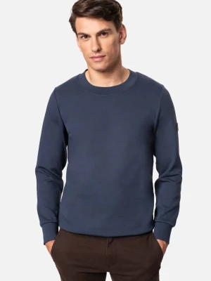 BLUZA DELFOR Z OKRĄGŁYM DEKOLTEM NIEBIESKA Z BAWEŁNY Recman