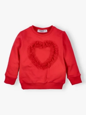 Bluza dla dziewczynki  z sercem czerwona PANDAMELLO