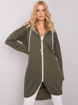 Bluza długa khaki casual kaptur rękaw długi długość kieszenie zamek suwak Relevance