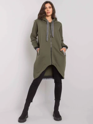 Bluza długa khaki casual wkładane przez głowę bez kaptura dekolt okrągły rękaw długi ocieplenie Relevance