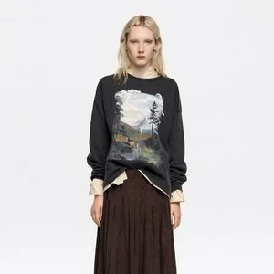 Bluza długa logo wilki czarna efekt sprania BIMBA Y LOLA