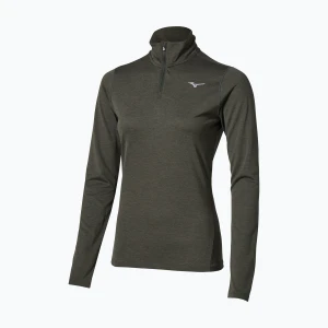 Bluza do biegania damska Mizuno Core Impulse Half Zip Long Sleeve Tee forest night Zielony