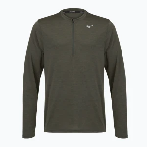 Bluza do biegania męska Mizuno Core Impulse Half Zip Long Sleeve Tee forest night Zielony