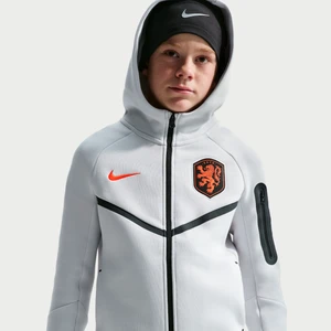 Bluza do piłki nożnej z kapturem i zamkiem na całej długości dla dużych dzieci (chłopców) Holandia Tech Fleece - Szary Nike
