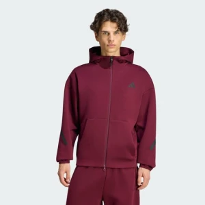 Bluza dresowa adidas Z.N.E. z suwakiem na całej długości bordowy