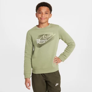 Bluza dresowa dla dużych dzieci (chłopców) z półokrągłym dekoltem Nike Sportswear Standard Issue - Zieleń