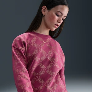 Bluza dresowa dla dużych dzieci (dziewcząt) o kroju oversize i z półokrągłym dekoltem Nike Club Fleece - Fiolet