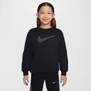 Bluza dresowa dla dużych dzieci (dziewcząt) o kroju oversize Nike Sportswear Club Fleece - Czerń