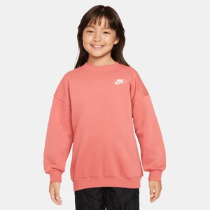 Bluza dresowa dla dużych dzieci (dziewcząt) o kroju oversize Nike Sportswear Club Fleece - Czerwony