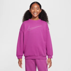 Bluza dresowa dla dużych dzieci (dziewcząt) o kroju oversize Nike Sportswear Club Fleece - Fiolet