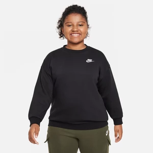 Bluza dresowa dla dużych dzieci (dziewcząt) o kroju oversize Nike Sportswear Club Fleece (szersze rozmiary) - Czerń