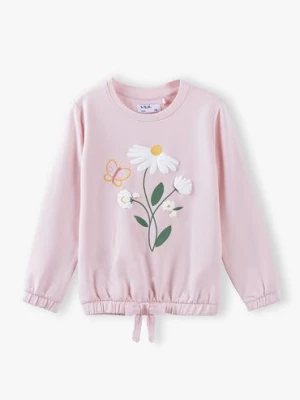 Bluza dresowa dziewczęca z kwiatkiem - różowa 5.10.15.