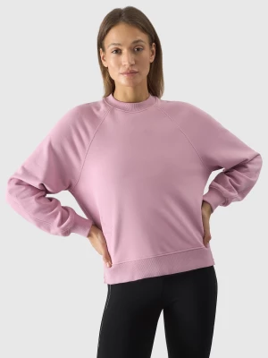 Bluza dresowa nierozpinana bez kaptura damska - pudrowy róż 4F