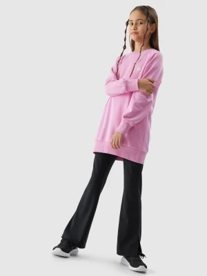 Bluza dresowa nierozpinana bez kaptura dziewczęca - różowa 4F