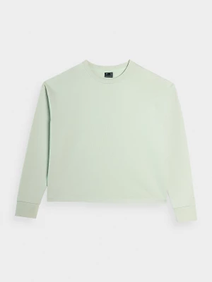 Bluza dresowa nierozpinana bez kaptura z bawełną organiczną damska - zielona 4F