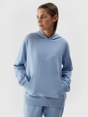 Bluza dresowa nierozpinana z kapturem damska - niebieska 4F