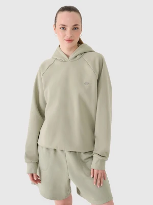 Bluza dresowa nierozpinana z kapturem unisex - oliwkowa/khaki 4F