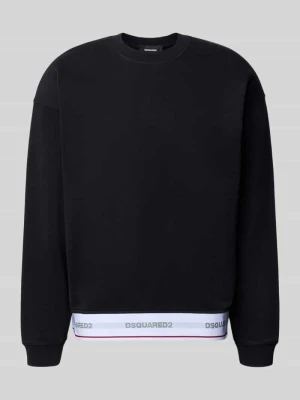 Bluza dresowa o kroju relaxed fit z czystej bawełny z elastycznym ściągaczem Dsquared2 Ready To Wear Czarny