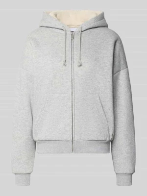 Bluza dresowa o kroju relaxed fit z mieszanki bawełny z podszewką z misia REVIEW Jasnoszary melanż