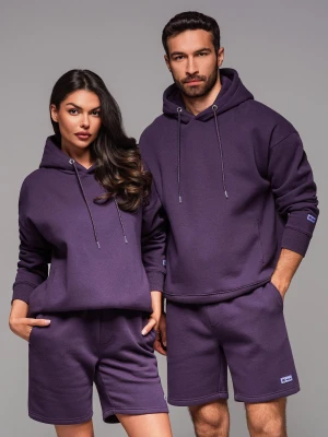 Bluza dresowa unisex z kieszeniami i kapturem – fioletowa V13 - Rozmiar: XS/S Ombre Clothing