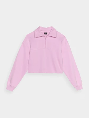 Bluza dresowa z bawełną organiczną damska - pudrowy róż 4F