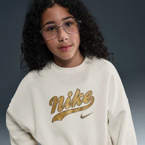 Bluza dresowa z dzianiny o skróconym kroju dla dużych dzieci (dziewcząt) Nike Sportswear - Biel