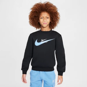 Bluza dresowa z dzianiny z półokrągłym dekoltem dla dużych dzieci Nike Sportswear - Czerń