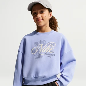 Bluza dresowa z okrągłym dekoltem dla dużych dzieci (dziewcząt) Nike Club Fleece - Fiolet