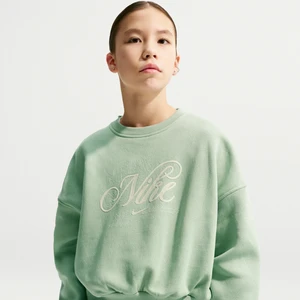 Bluza dresowa z okrągłym dekoltem dla dużych dzieci (dziewcząt) Nike Club Fleece - Zieleń