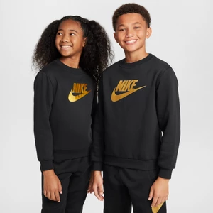 Bluza dresowa z półokrągłym dekoltem dla dużych dzieci Nike Sportswear Club Fleece - Czerń