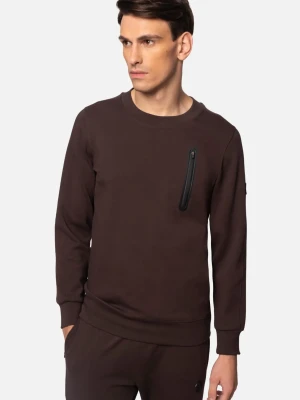 BLUZA DUATO Z OKRĄGŁYM DEKOLTEM BRĄZOWA Z BAWEŁNY Recman