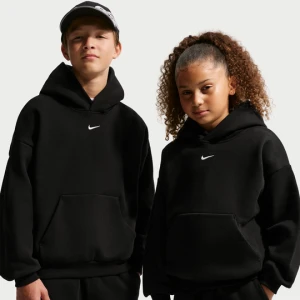 Nierozpinana bluza z kapturem z dzianiny dla dużych dzieci Nike Solo Swoosh - Czerń