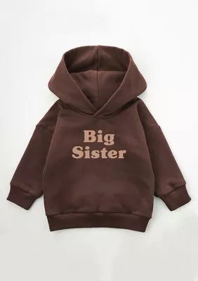 Bluza dziecięca z kapturem "Big sister" Brown