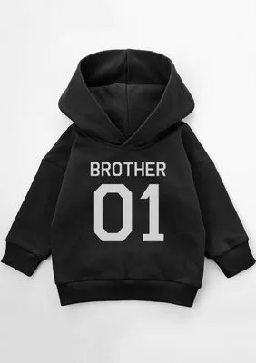 Bluza dziecięca z kapturem ''Brother 01" Black