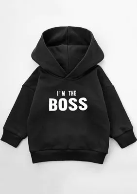 Bluza dziecięca z kapturem ''I'm the boss" Black