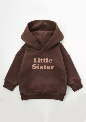 Bluza dziecięca z kapturem "Little sister" Brown